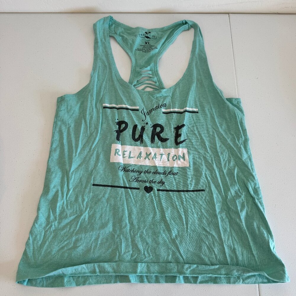 Groovy Bay Jamaica Graphic Racerback Tank | Cutout Back | Size XL